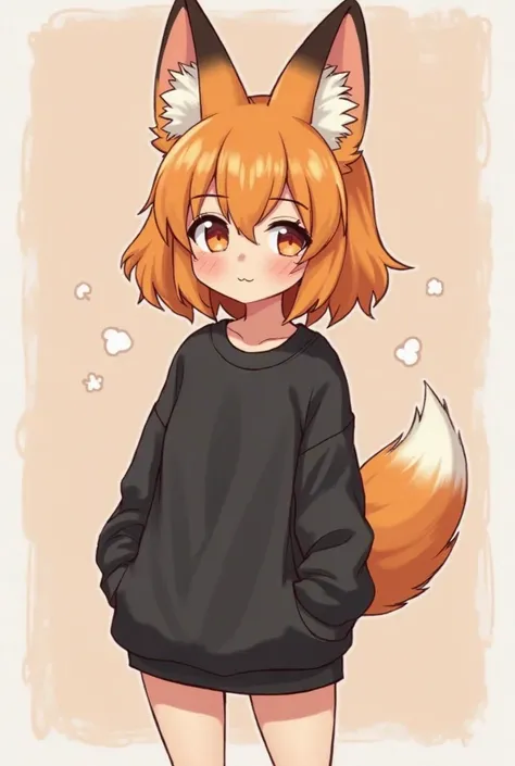 (muted colors, color palette extremely pleasing to the eye, aesthetic artistic pale pastel colors, semi-monochrome:1.2) pretty girl in loose black sweatshirt, orange hair, big furry fox ears, fox girl, Furry art, furry commission oc, aesthetic, happy, in love, blushing, Ahegao, Plain background, orange!!, thick stroke, Simplistic art style, Order drawing, Beautiful minimal details
