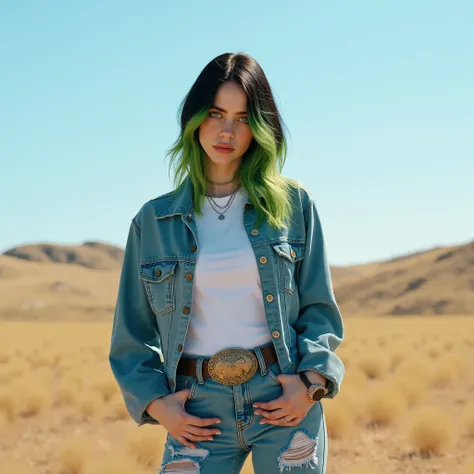 Billie Eilish wearing western clothes 