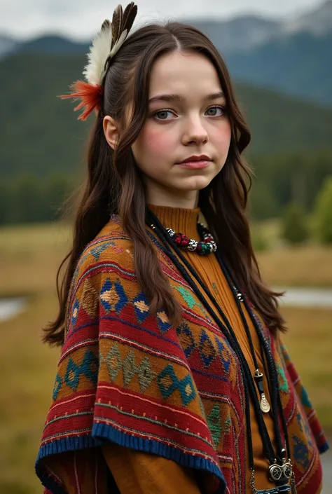 Emma Myers wearing Native American clothing, Indian