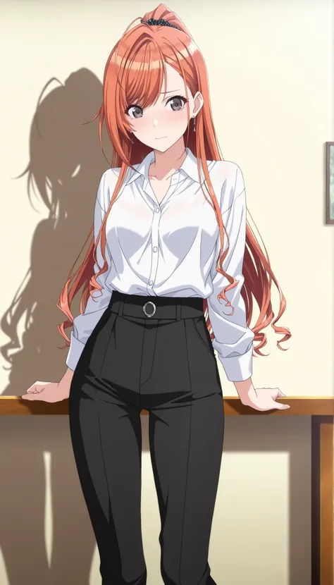 (masterpiece),(best quality),(ultra-detailed),(best illustration),(best shadow),(absurdres),(detailed background),(very aesthetic),arisugawa natsuha, 1girl, solo, orange hair, medium hair, ahoge,(high ponytail), swept bangs, (straight hair:1.5), black eyes...