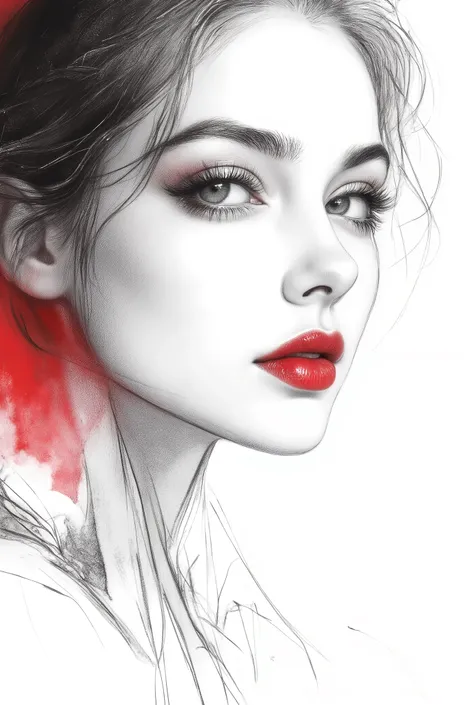 Monochrome ink painting , Pen sketch , gentle brushstrokes , and the pen draws delicate lines , Fluid Action , Subtle shades of paint , elegant posture , gentle expression , things to draw、with an emphasis on simplicity and restraint、focuses on delic...