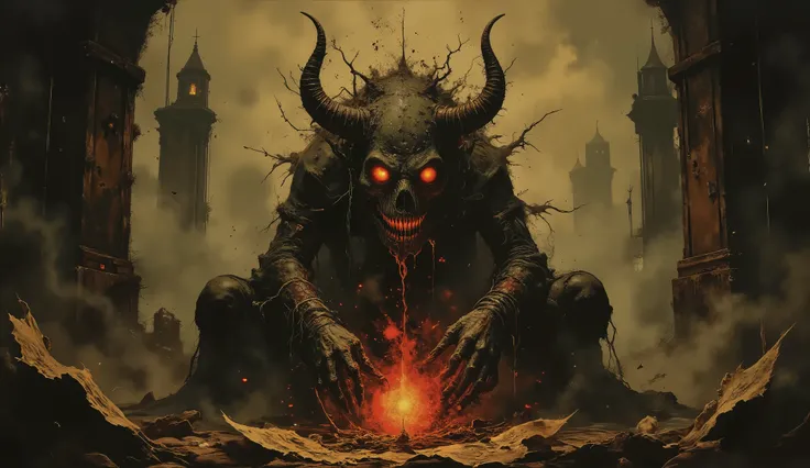 Eldritch entity, distorted face, tentacles coming out of the eyes and mouth, biomorphic body, darkness and fog background, high detail, masterpiece.