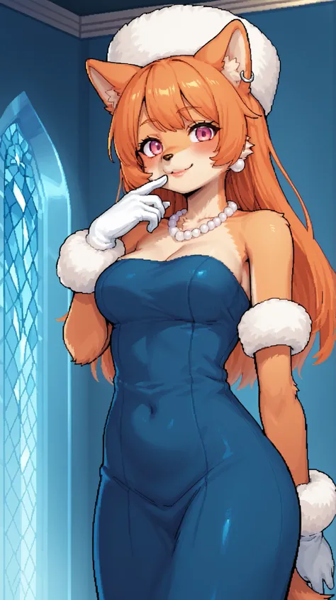 score_9, score_8_up, score_7_up, source_anime, 1girl, solo, pixel art, Suurin, suurin \(ksyaro\), suurin 2, furry dog girl, edgwdc  BREAK 

Dog ears and tail, (furry, kemono), orange hair BREAK bangs, pink eyes BREAK long hair, (orange fur skin, body fur),...