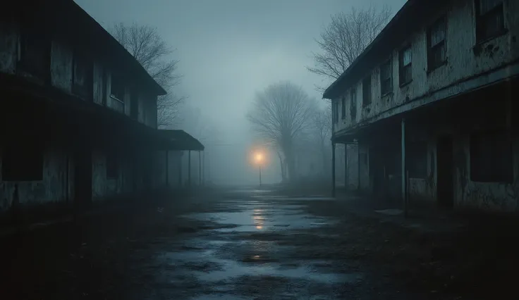 An empty street, dark, surreal, liminal, hyper realistic, high detail, masterpiece.
