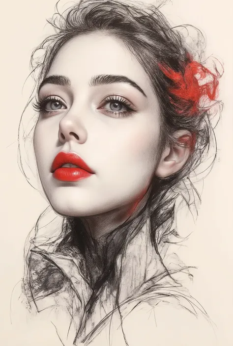 Monochrome ink painting , Pen sketch , gentle brushstrokes , and the pen draws delicate lines , Fluid Action , Subtle shades of paint , elegant posture , gentle expression , things to draw、with an emphasis on simplicity and restraint、focuses on delic...