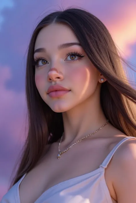 1 beautiful woman, beautiful woman, detailed facial features, serene expression, elegant posture, flowing hair, high quality, digital painting, fantasy landscape, dreamy atmosphere, dramatic lighting, cinematic colors, vibrant palette, photorealistic, 8K, ...