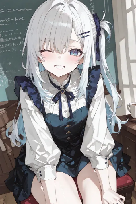 1girl。best quality。detailed hair。detailed on the fingers。solo。masterpiece。Soft and pleasant light, soft and fresh colors。Extremely detailed fingers and eyes。A cafe with a gentle and elegant setting。A young girl standing up in a comfortable and relaxed posi...
