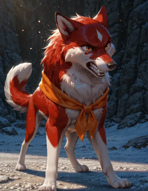 best quality, amazing quality, detailed, absurdres, photorealistic background, no lineart, very aesthetic, dynamic lighting, detailed face, detailed fur, detailed background, canid, canine, mammal, angry, brown body, feral, fur, lowered tail, female, 1girl...