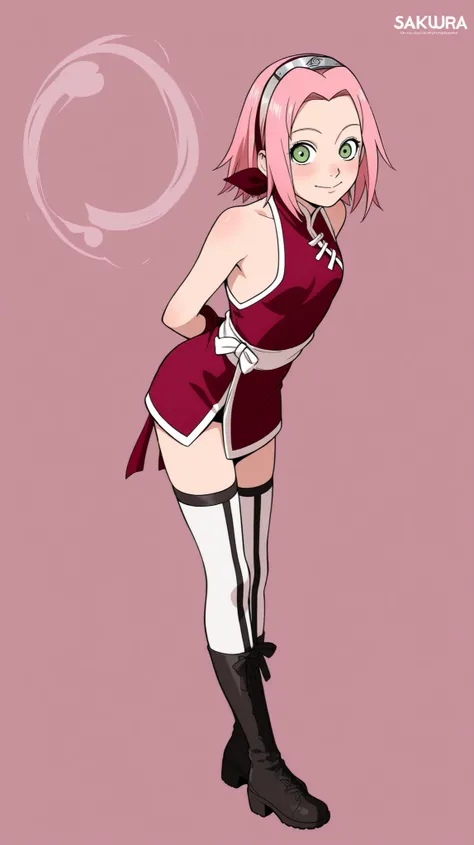 Sakura Haruno, in a very revealing canonical outfit , middle chest, full length, high quality
