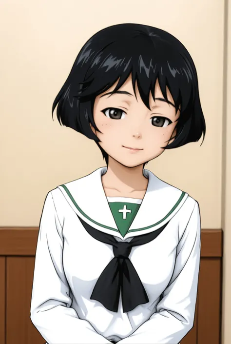 utsugi yuuki,ooarai school uniform,black tie,