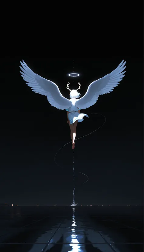 masterpiece,the best quality,new ,absurdities,high resolution,(drawing in white on black),black background,white spots,Abstract,drawing with tempera, Artistic,watercolors,stained,shaded on the background,demon woman,antlers,angel wing tunic,cigarette ,summ...