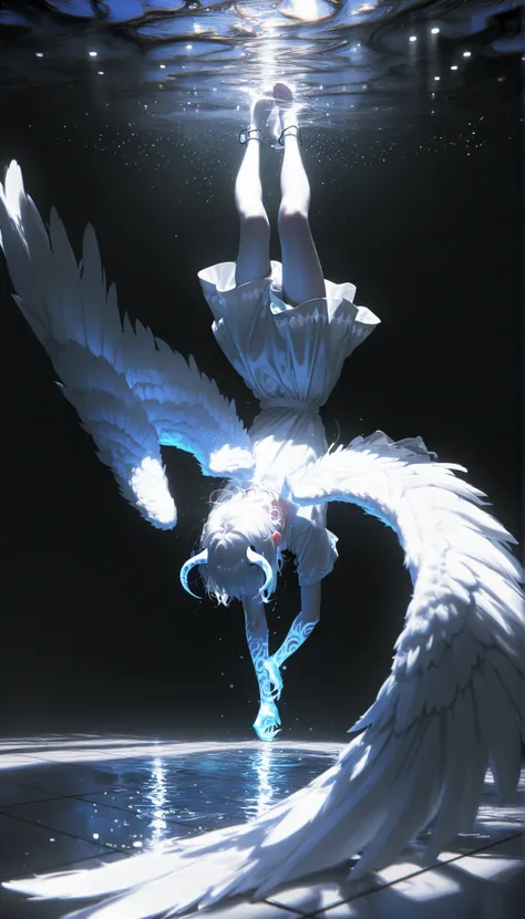 masterpiece,the best quality,NEW ,Absurds,high resolution,(in white on black),black background,white spots,Abstract,drawing with tempera, Artistic,watercolors,stained,shaded on the background,demon woman,Horns,angel wing tunic, ,summary drawing of smoke,im...