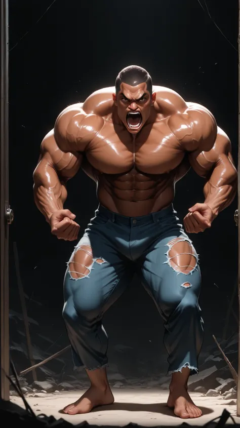 very aesthetic, 걸작, 고해상도, 8k 해상도, high contrast, (semi-realistic), newest, koreanai, best_quality, finely_detailed_eyes_and_detailed_face, (1 male, masculine), solo, (hyper_muscle, muscular, thick thigh),large pectorals, veins, pectorals, abs, thick eyebro...