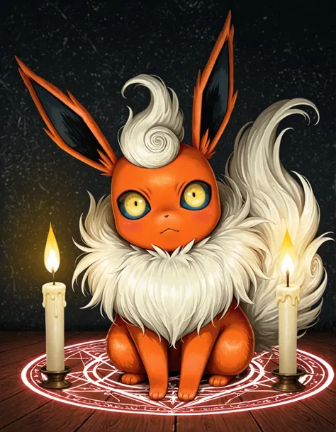 masterpiece, best quality,
Flareon, candles, magic circle,