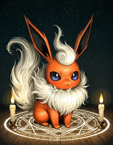 masterpiece, best quality,
Flareon, candles, magic circle,