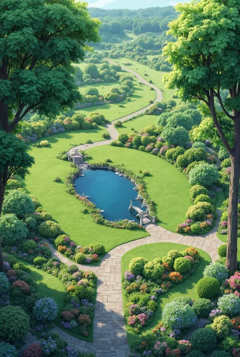 Aerial view of a beautiful garden with future wishes