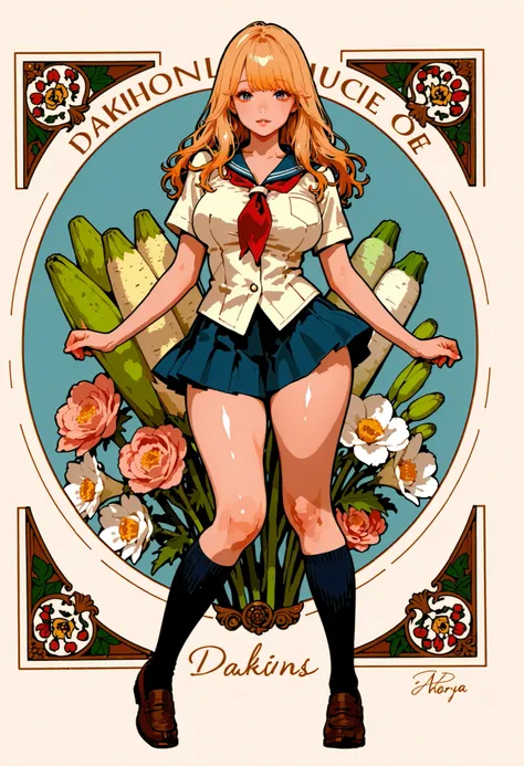 (by mucha:1.2),((art deco,Botanical Art, daikon and Floral Art)),(daikon floral:1.2),
(masterpiece, highest quality), (high resolution, details,retina),beatiful backgrounds,anatomically correct,Accurate drawing,Detailed drawing,high-class sense,

Solo:1.2,...