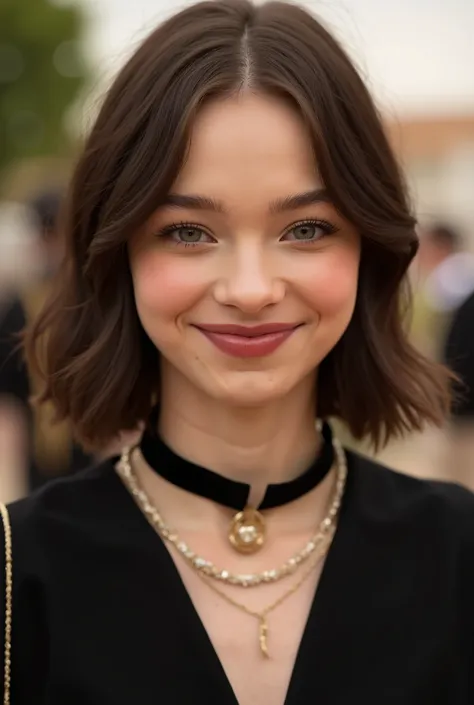 Emma Myers ((Mais alta qualidade)), ((Highest quality、Obra-prima、Alta sensibilidade、high resolution、detailed description、depicting a delicate face)) mulher esbelta 、glasses、sobrancelhas finas、 with a pleasant smile 、 happy expression 、Graduation Ceremony...