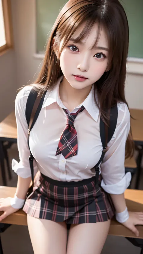 (very high resolution:1.3),8k,(detailed photos:1.5),(detailed face and skin:1.3),(super high resolution:1.5),(photorealistic:1.5),clear symmetrical eyes,well-groomed face,(ray tracing:1.3) ,1girl, Japanese,schoolgirl,(wearing Japanese high school uniform:1...