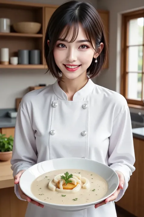 ((Daikon cream stew on a plate)), 皿を持ってSmile Yan, home kitchen , 🧑🍳 ,Smile Yan
