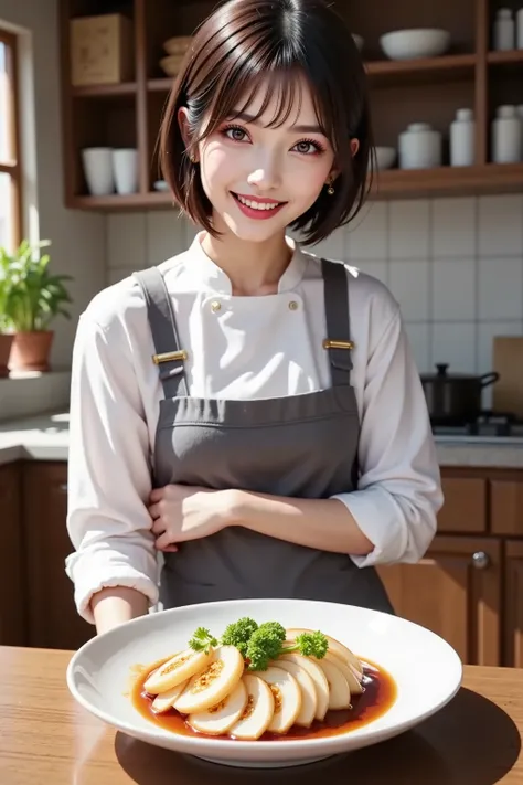 ((Round sliced daikon dish:boiled in soy sauce and the flavor soaks in、Japanese food)), 皿をテーブルに置いてSmile Yan, Home Kitchen , 🧑🍳 ,Smile Yan