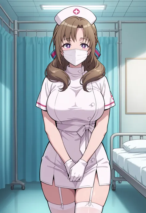 Score_9, score_8_up, score_7_up, source_anime, Mamako OOSUKI, solo, bronze hair, long_hair, hair ribbon, multicolored ribbon, braid, purple_eyes, huge_breasts, (best quality), (high quality), {masterpiece}, extremely delicate and beautiful, ultra-detailed,...