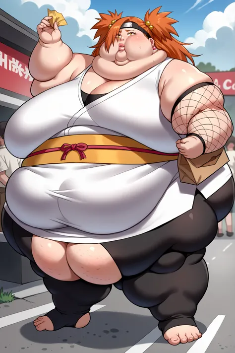 Fat_neck , Fat head , eyes with crushed cheeks , nose with crushed cheeks , mouth with crushed cheeks , chin roll , chubby, obesity, chubby, shortness of breath, Wide angle , Ultra-detailed illustration , masterpiece , top quality, fat, chubby, obese , sco...