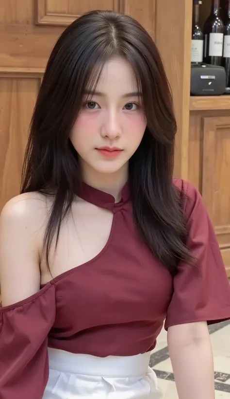 Realistic Teen Women Beautiful Face Black Long Hair Big Breasts Attractive Shape Looking At Camera 8K High Definition Sharp Focus Very High Detail Realistic Like Photo Natural Light Smooth Skin
Sitting in the hall of a Sukhumvit boutique hotel decorated wi...