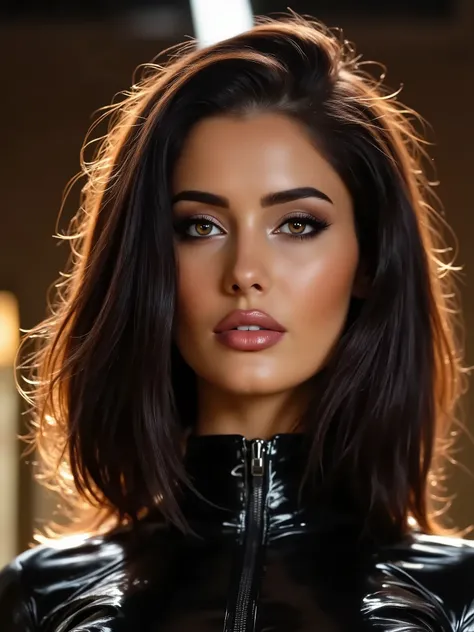 A portrait of a woman, (makeup:1.4), amazing body, (fit body:1.2), latex outfit, highly detailed fur, long hair, natural skin texture, 4k textures, detailed belly, Highly detailed perfect , Lightroom, Intricate, Ultra-Realistic, Out There, (HDR:1.3), UHD, ...