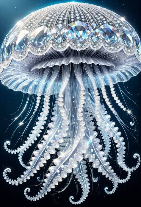 All made of diamonds, Diamond MW ,  countless diamonds , Jellyfish, 最High Quality, (masterpiece:1.2), High Quality, high resolution, (Ultra Fine), PHOTOREALISTIC,