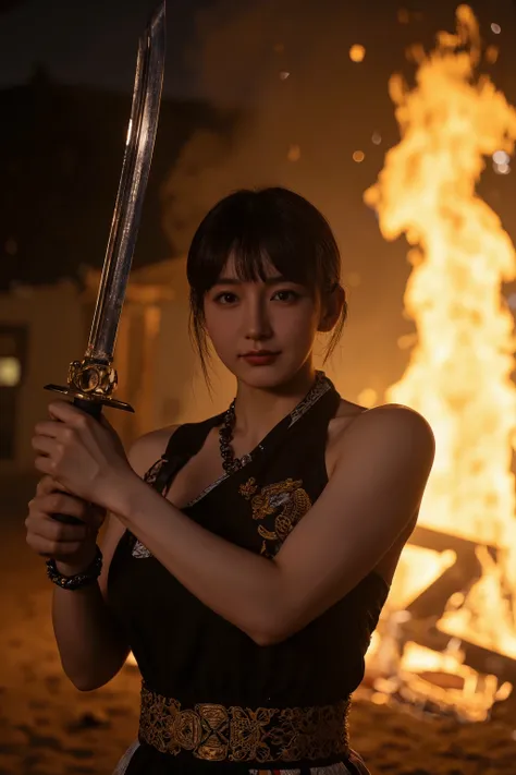 Very realistic everyday photos, beautiful Asian woman, (Smooth Straight Hair), Japanese style hair accessories, gentle eyes with a touch of sadness, moist eyes, Correct hand shape, smile, menguri, Black clothes, Brightly colored costumes, One shoulder is e...