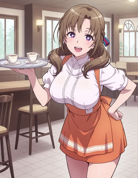 Score_9, score_8_up, score_7_up, source_anime, Mamako OOSUKI, solo, bronze hair, long_hair, hair ribbon, multicolored ribbon, braid, purple_eyes, huge_breasts, (best quality), (high quality), {masterpiece}, extremely delicate and beautiful, ultra-detailed,...