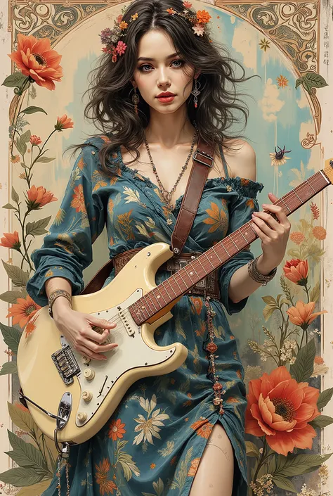 ((最高品質)), ((masterpiece)), ( 詳細),two female persons, guitarist & vocalist , ,30yers old, beauty, information(masterpiece, Best Quality, bst quality, Official Art, beautiful and aesthetic :1.2), ( 1 girl), Extremely Detailed ,( Fractal Art :1.3),colorful,...