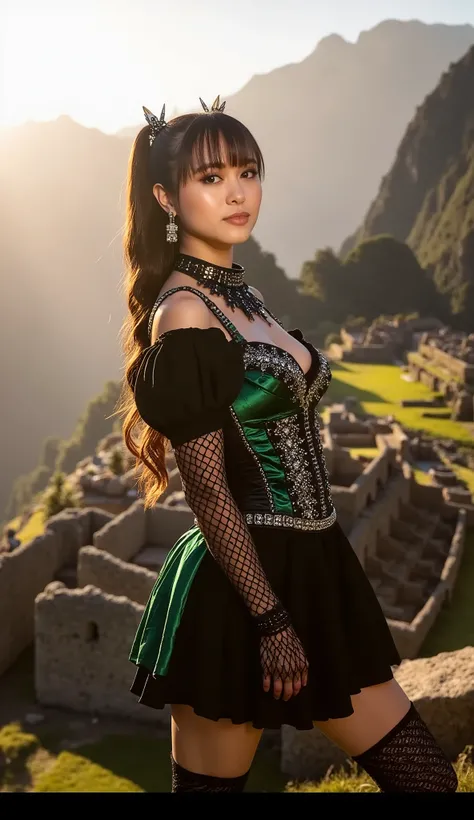 low-angle MEDIUM SHOT RAW photo, Nikon Z9 + 50mm f/1.2 lens, ISO 100, cinematic golden hour

MODEL: stunning model with sensual expression, intense eye contact, (((subtle sedcutive smile to the viewer))), (((keep the LoRA typical hairstyle))).

OUTFIT: (((...