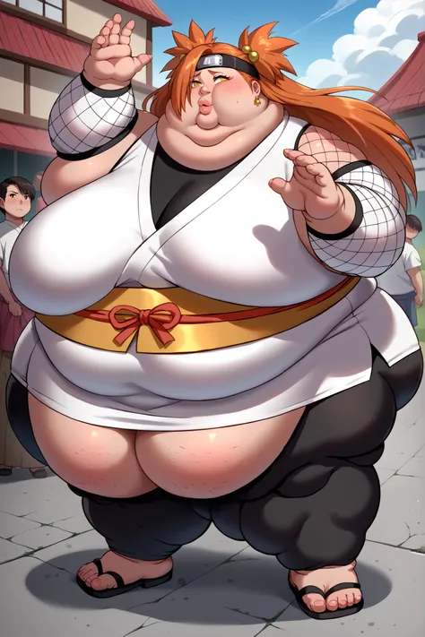 Fat_neck , Fat head , eyes with crushed cheeks , nose with crushed cheeks , mouth with crushed cheeks , chin roll , chubby, obesity, chubby, shortness of breath, Wide angle , Ultra-detailed illustration , masterpiece , top quality, fat, chubby, obese , sco...