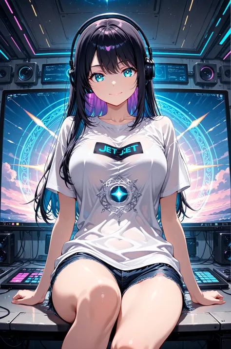 masterpiece, best quality, flat anime, score_9_up, score_8_up, score_7_up, illustration, anime artwork
BREAK
1girl, solo, 20-year-old Japanese adult woman, knee-up shot, vertical composition, serene smile with a hint of intense concentration, delicate Japa...
