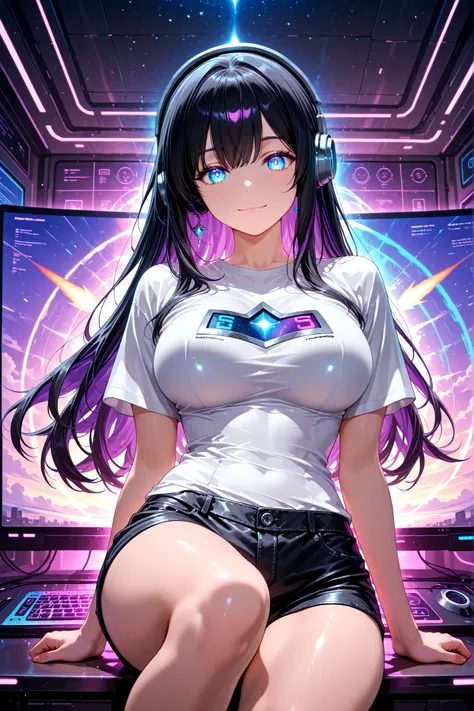masterpiece, best quality, flat anime, score_9_up, score_8_up, score_7_up, illustration, anime artwork
BREAK
1girl, solo, 20-year-old Japanese adult woman, knee-up shot, vertical composition, serene smile with a hint of intense concentration, delicate Japa...