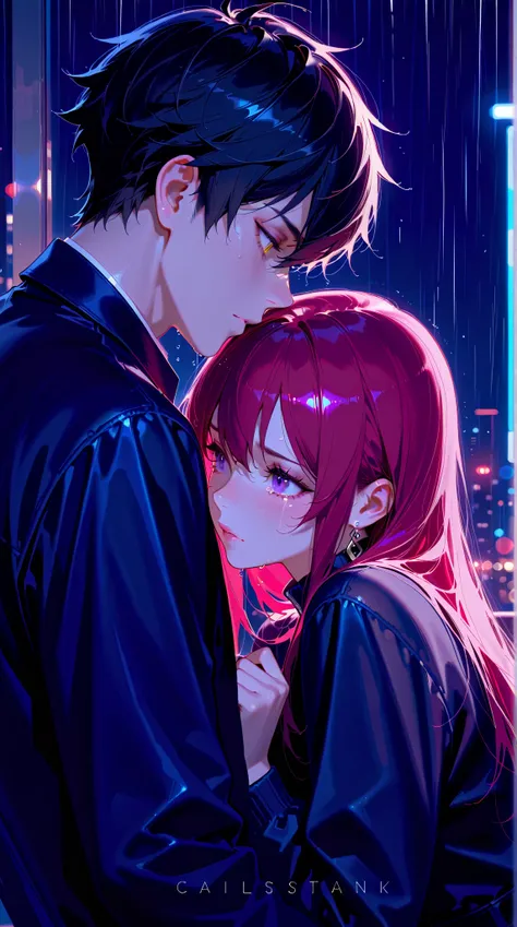 Supreme Masterpiece,top quality,official art, anime girl in the rain with umbrellas in the city, artwork in the style of Gwyds, Gwyds on pixiv artstation, Gwyds on artstation pixiv, Gwyds, I'm looking at the,  dark. by Xin Haicheng, tears in the rain, Ross Tran 8k, in the rain, Gwyds masterpiece