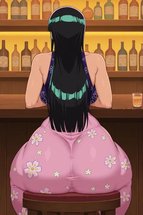 cyboii,masterpiece,best quality, amazing quality, very aesthetic,(anime screencap:1.4),newest,1girl,sitting,bar,nico robin