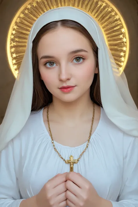 Very beautiful and pretty virgin Mary looks at me