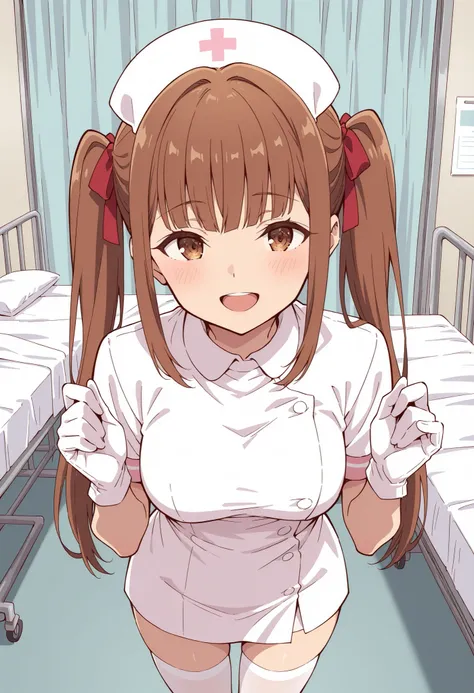 Score_9, score_8_up, score_7_up, source_anime, lyra (girumasu), solo, brown hair, twintails, hair ribbon, blunt bangs, sidelocks, brown eyes, (green eyes:0.8), (best quality), (high quality), {masterpiece}, extremely delicate and beautiful, ultra-detailed...