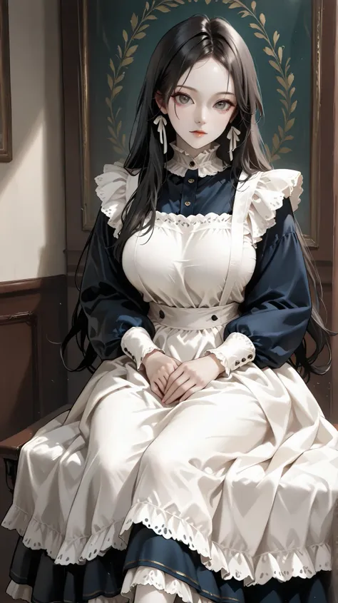 very aesthetic, 걸작, 고해상도, 8k 해상도, high contrast, (semi-realistic), newest, koreanai, best_quality, finely_detailed_eyes_and_detailed_face, (1 girl), solo, long_hair, black_hair,(no bangs, forehead, floating), pale_skin,tall_height, tousled_hair, gray_eyes,...