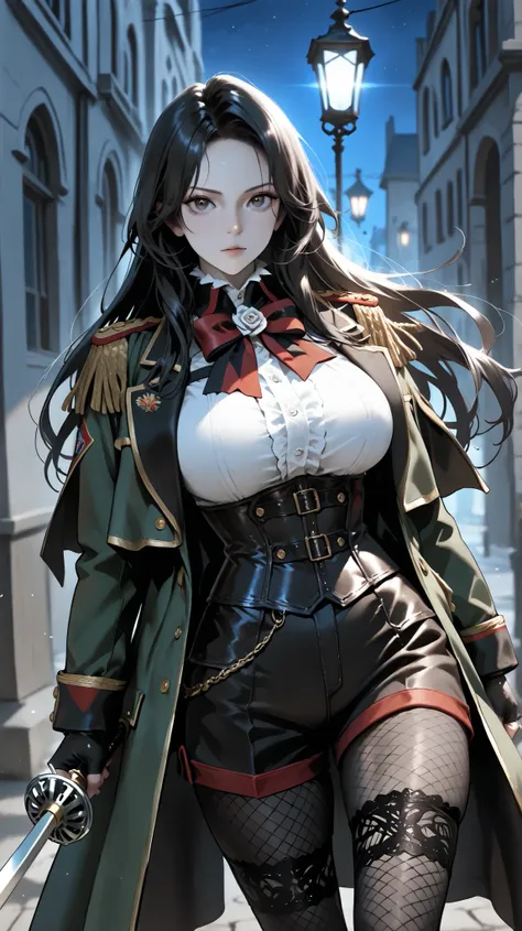 very aesthetic, 걸작, 고해상도, 8k 해상도, high contrast, (semi-realistic), game cg, newest, koreanai, best_quality, finely_detailed_eyes_and_detailed_face, (1 girl), solo, long_hair, black_hair,(no bangs, forehead, floating), pale_skin,tall_height, tousled_hair, g...