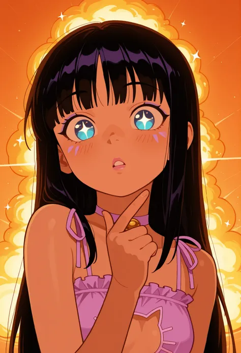 Trixie Tang, tall, slender, small breasts, huge hips, long straight black hair, blue eyes, lavender makeup, Arrows on the eyes, pink lips.|  ((( cat lingerie , upper body))) , masterpiece , best quality , cinematic lighting , amazing quality , very aesthet...