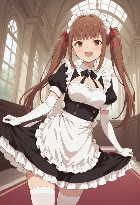 Score_9, score_8_up, score_7_up, source_anime, lyra (girumasu), solo, brown hair, twintails, hair ribbon, blunt bangs, sidelocks, brown eyes, (green eyes:0.8), (best quality), (high quality), {masterpiece}, extremely delicate and beautiful, ultra-detailed,...