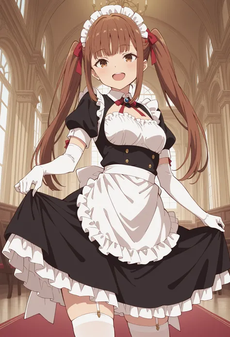 Score_9, score_8_up, score_7_up, source_anime, lyra (girumasu), solo, brown hair, twintails, hair ribbon, blunt bangs, sidelocks, brown eyes, (green eyes:0.8), (best quality), (high quality), {masterpiece}, extremely delicate and beautiful, ultra-detailed,...