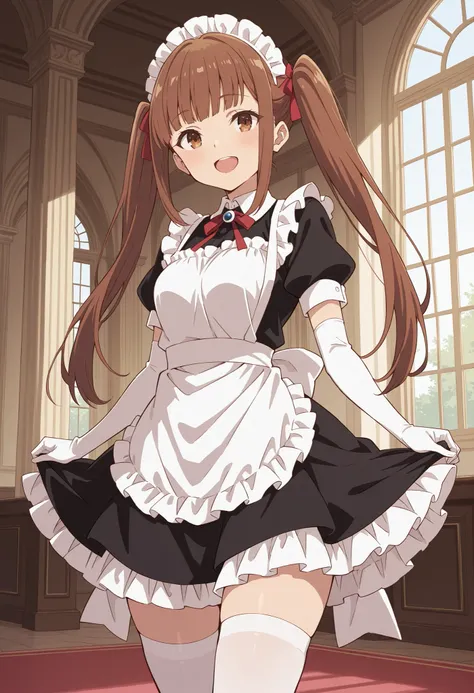 Score_9, score_8_up, score_7_up, source_anime, lyra (girumasu), solo, brown hair, twintails, hair ribbon, blunt bangs, sidelocks, brown eyes, (green eyes:0.8), (best quality), (high quality), {masterpiece}, extremely delicate and beautiful, ultra-detailed,...