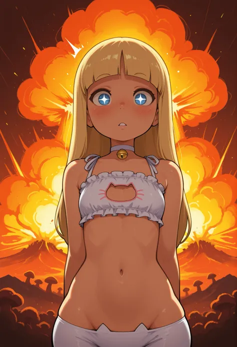 Pacifica Northwest, flat breasts, flat chest, skinny, huge hips, long hair, blonde hair, choker , | ((( cat lingerie , upper body))) , masterpiece , best quality , cinematic lighting , amazing quality , very aesthetic , 4k , upscale , absurdres , solo , ...