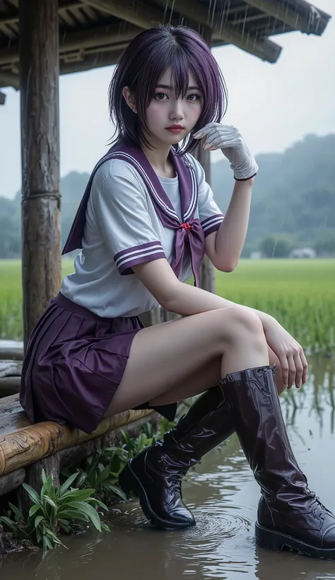 Masterpiece, 8K, Best Quality, Intricate Detail, Ultra Detail, Ultra High Resolution, ((purple eyes: 1.21)), full body portrait, ((Long Distance)), ((Daytime: 1.3)), ((Woman: 1.2)), Standing, HDR, Ultra Detail, EF 24-70mm f/2.8L II USM, Best Quality, High ...