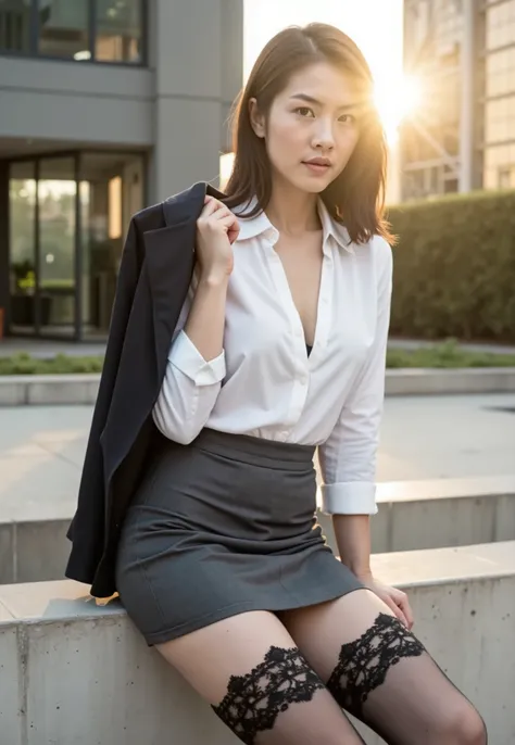 A woman in white shirt with suit